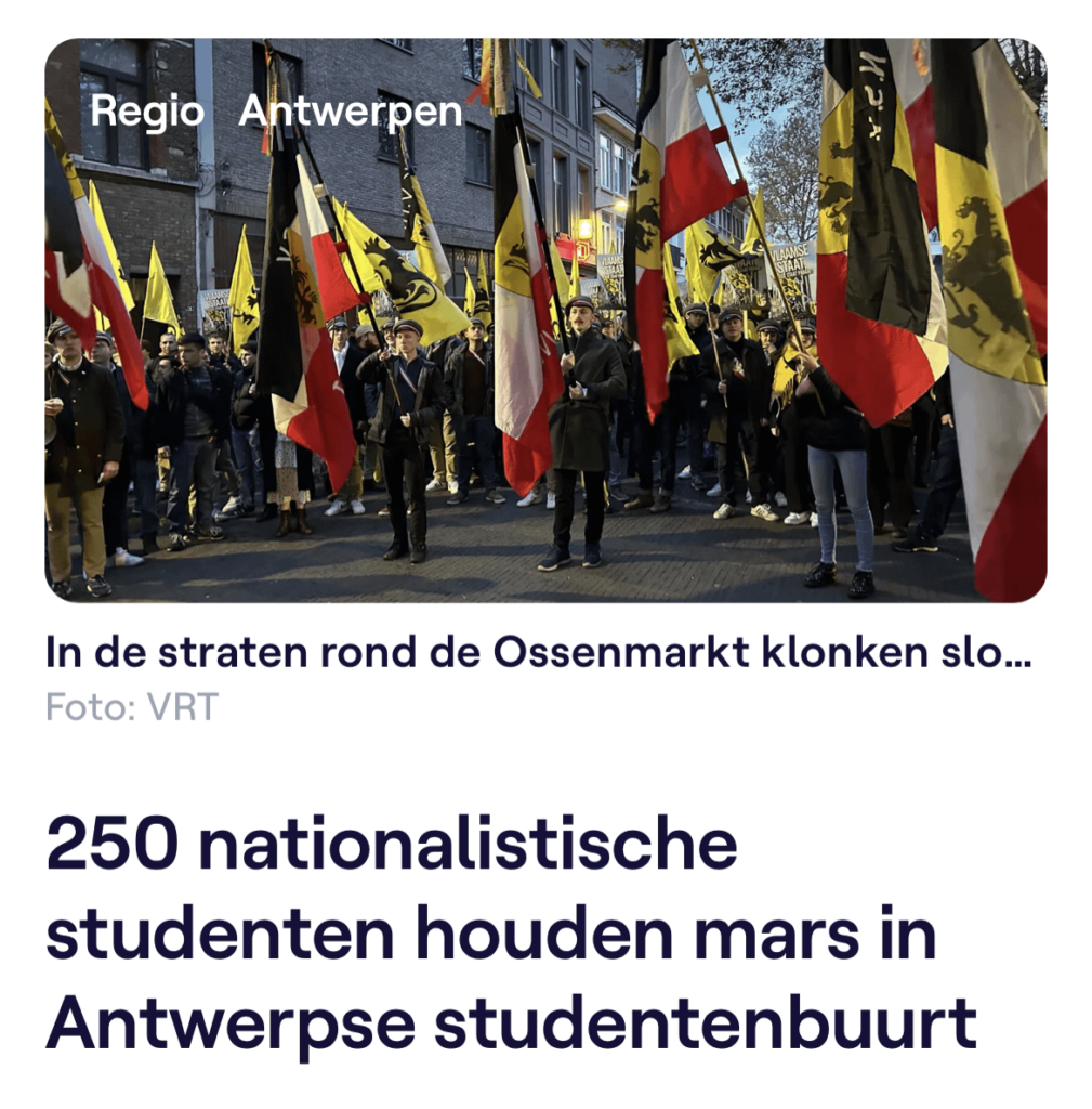 250 studenti nazionalisti marciano nel quartiere studentesco di Anversa
