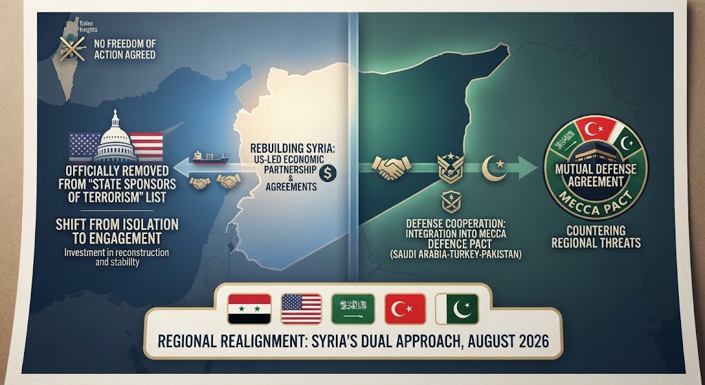La nuova strategia siriana: tra il disgelo economico con gli Stati Uniti e la probabile integrazione nel Mecca Defence Pact, con l'esclusione di Israele.