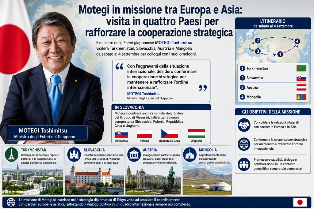 Motegi in missione tra Europa e Asia: visita in quattro Paesi per rafforzare la cooperazione strategica