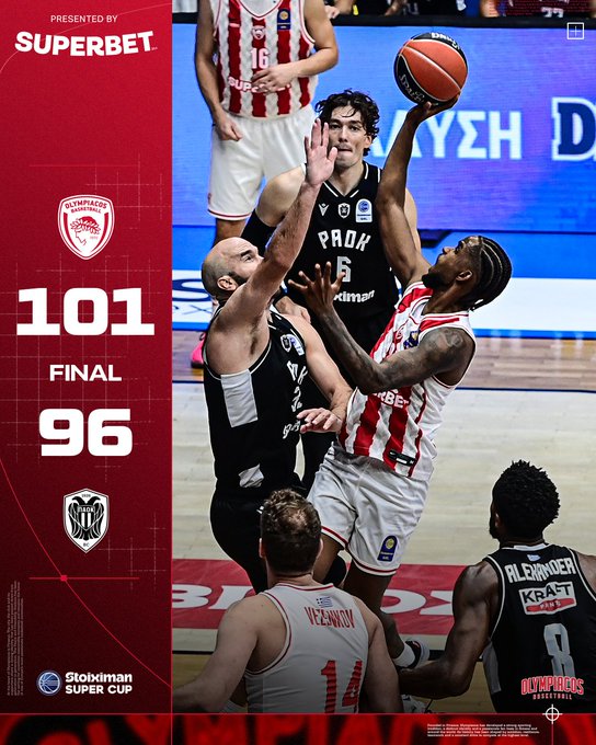 L’Olympiacos batte il PAOK 101-96 e conquista la Supercoppa greca L'Olympiacos batte il PAOK 101-96 e conquista la Supercoppa greca