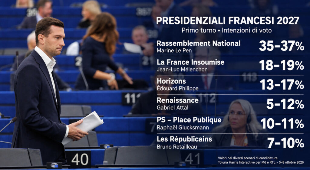 Sondaggi Francia, l’estrema destra vede l’Eliseo: Le Pen avanti al primo turno (37%) e al ballottaggio Sondaggi Francia, l’estrema destra vede l’Eliseo: Le Pen avanti al primo turno (37%) e al ballottaggio
