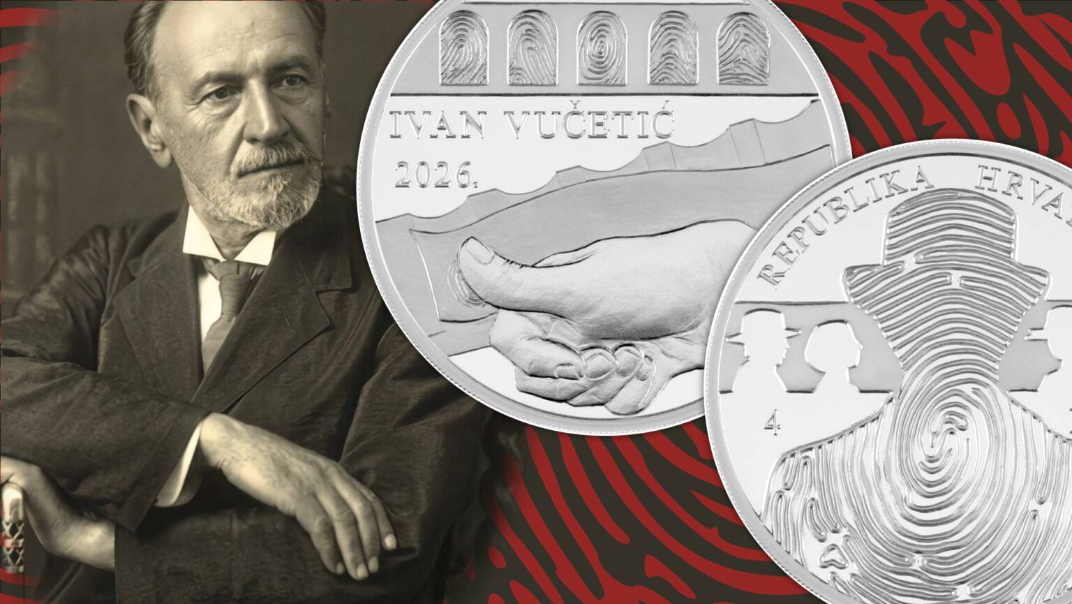 tre monete per ivan vučetić euro oro argento inventore croazia impronte digitali scienza forense crimine delitto omicidio strage furto rapina numismatica miriam mazzali