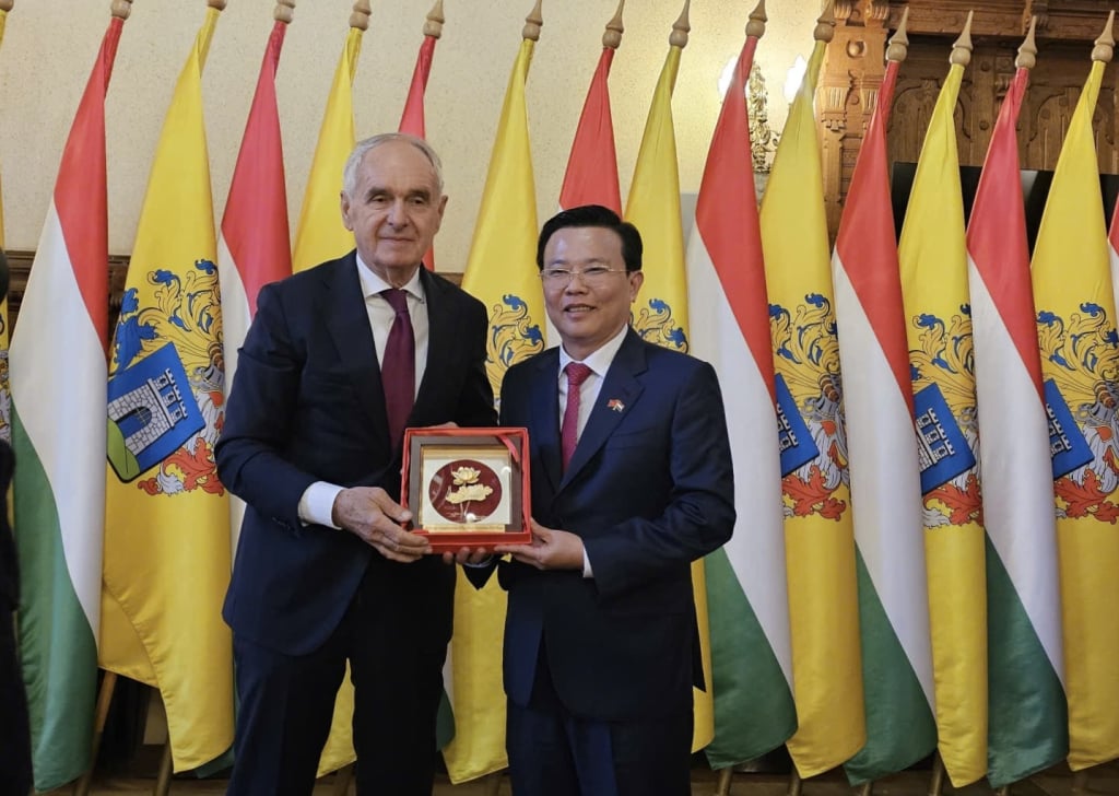 I leader della provincia di Tay Ninh hanno presentato un regalo commemorativo al signor Szita Károly, sindaco della città di Kaposvár.